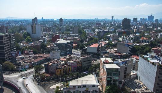 bustling city view